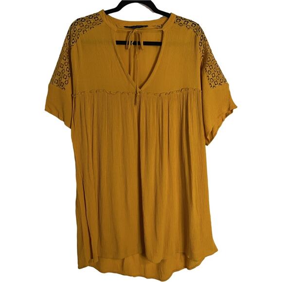 ZARA BASIC Size: Small Mini Dress Mustard Yellow Boho Viscose - Picture 1 of 4
